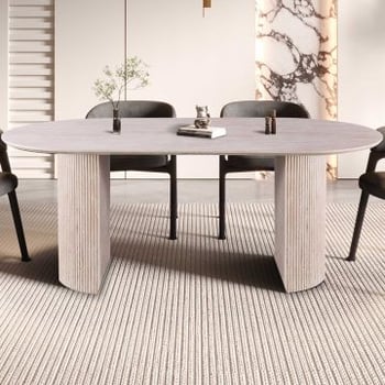 Table de salle à manger ovale Lagos - 200x110x76cm - travertin