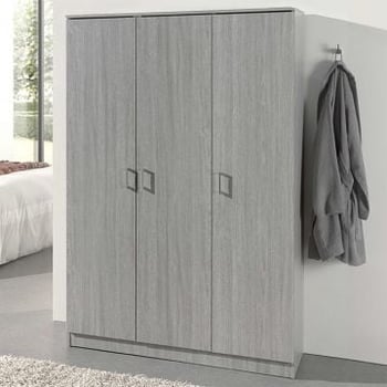 Armoire de rangement Ray 120cm à 3 portes et 4 tablettes - chêne gris