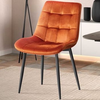 Chaise de salle à manger Tanja-velours orange