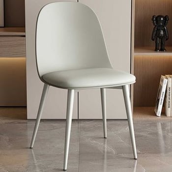 Chaise gris-vert Jasmin en polypropylène avec coussin en PU | Pieds en métal | H81 x L51 x P44 cm