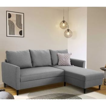 Canapé d'angle Tweety droit - 192x137x82cm - tissu gris