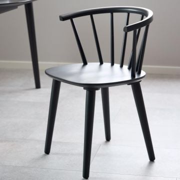 Chaise de salle à manger Ida - 51x51x75cm - bois d'hévéa - noir