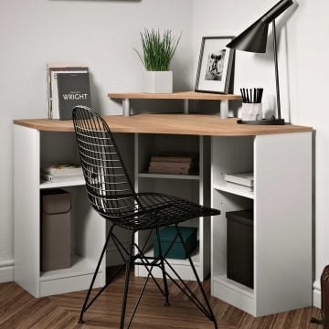 Bureau d'angle Corner (petit) - chêne/blanc