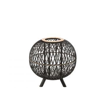Lanterne boule sur pied bambou noir/naturel large
