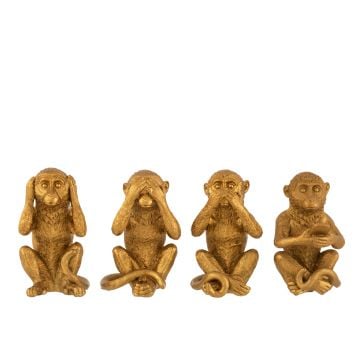Singe entendre/voir/se taire/gsm resine or assortiment de 4