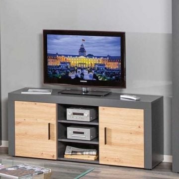 Meuble TV Corva 134cm 2 portes - décor chêne
