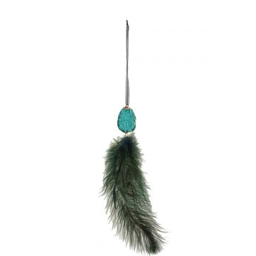 Suspension plumes + pierres azur vert