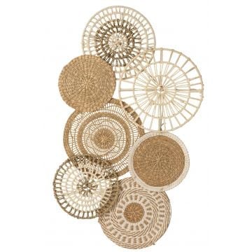 Decoration murale cercles zostere/coton naturel/blanc