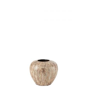 Vase nuye boule mosaique/bambou beige