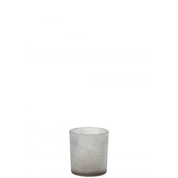 Photophore feuilles verre beige small