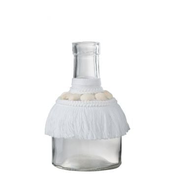 Vase coquillages verre textile blanc medium