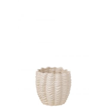 Cache pot coquillage ceramique beige small