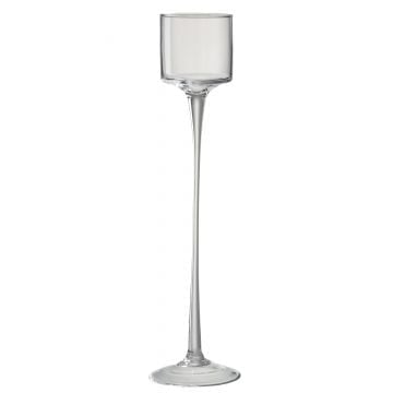 Photophore sur pied verre transparent large