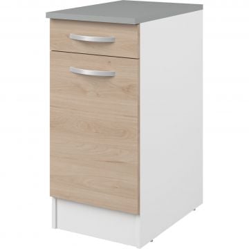 Meuble bas Oke 40x60 cm avec tiroir et porte - chêne