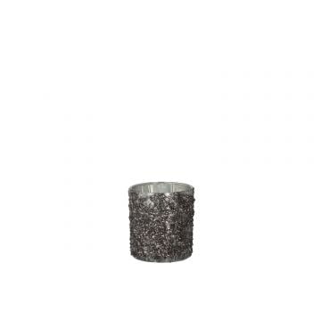 Photophore paillettes verre gris anthracite small