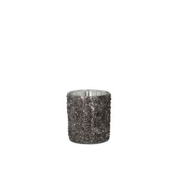 Photophore paillettes verre gris anthracite medium