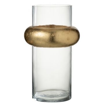 Vase cylindrique avec bague en haut verre transparent large