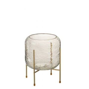 Vase rond +pied verre transparent small