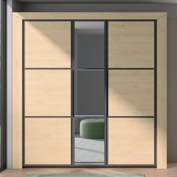 Armoire East avec 3 portes et miroir - châteignier