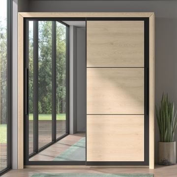 Armoire East avec 2 portes coulissantes et miroir - châteignier