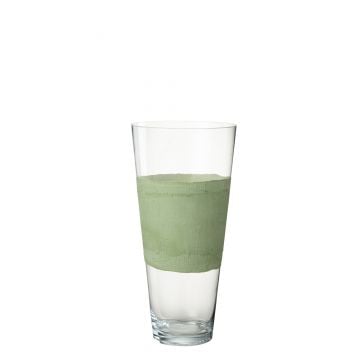 Vase delph verre transparent/vert medium