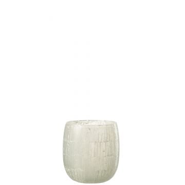 Photophore mosaique verre gris clair large