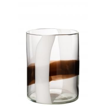 Vase iggy verre blanc/marron small