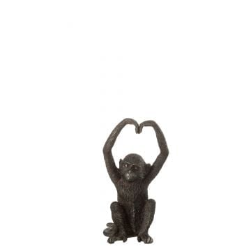 Singe bras cœur poly marron small