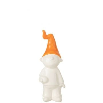 Lutin debout ceramique blanc/orange small