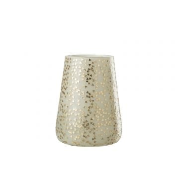 Photophore triangle verre blanc/or extra large