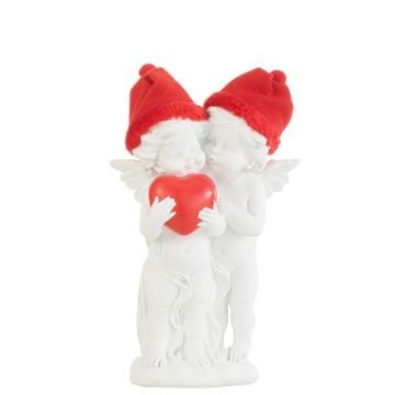 Ange debout chapeau coeur poly rouge/blanc