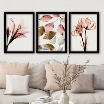 Lulu 3 Pièces Peinture Décorative Encadrée 100% MDF et Plastique