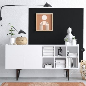 Console Emeraude | 100% mélaminé | 150x75x40 cm | Blanc