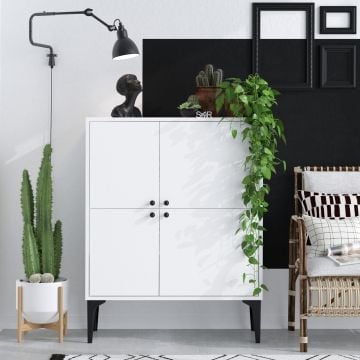 Console Emeraude | 100% mélaminé | 90x115x35 cm | Blanc