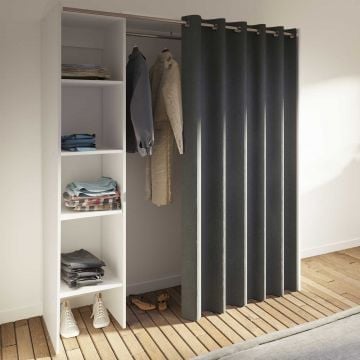 Armoire Spike 123/160cm avec rideau - blanc/gris