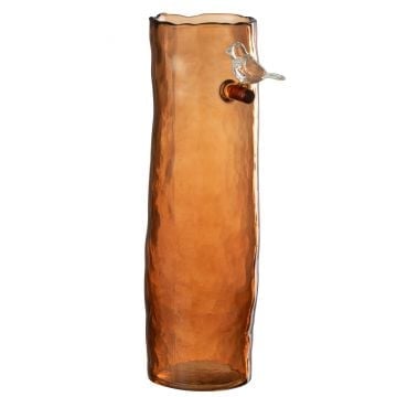 Vase long oiseau verre orange large