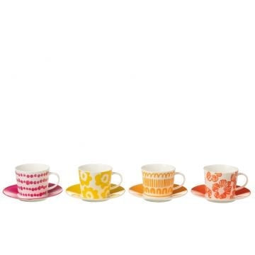Set 4 tasses a the + sous-tasse coffret ceramique mix large