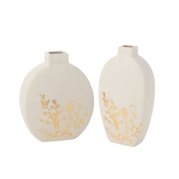 Vase fleur dessin porcelaine or/blanc large assortiment de 2