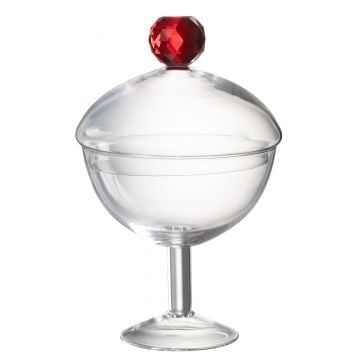 Pot a provision diamond cristal verre transparent/rouge large