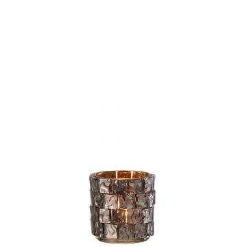 Photophore carre mosaique verre marron large