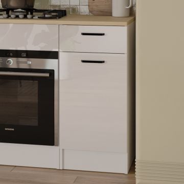 Meuble de cuisine Bianco - 40x60x90cm - 1 porte & 1 tiroir - blanc brillant