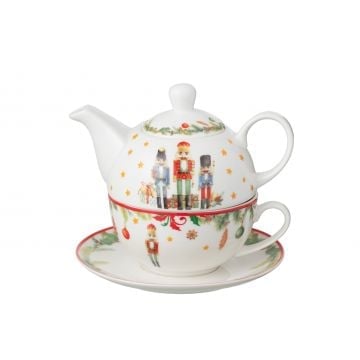 Theiere casse-noisette boite cadeau ceramique blanc