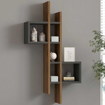 Etagère murale Asse - anthracite/décor chêne
