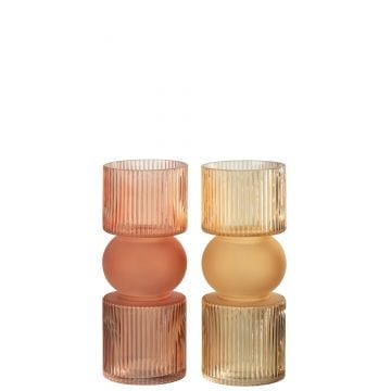 Vase/chandelier bonbon verre orange/rouge small assortiment de 2