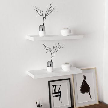 Etagère murale Woody à la mode, 100% mélaminée, blanche 60cm x 3.6cm x 23cm