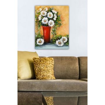 Peinture décorative sur toile Bractée - Cadre 100% bois - 50x70 cm - Multicolore