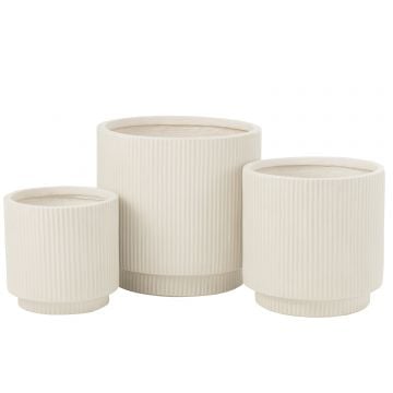 Set de 3 cachepots misty argile/blanc