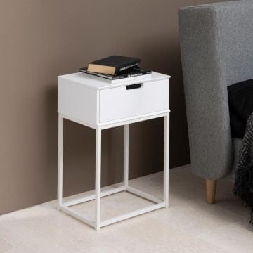 Table de chevet Mistra 1 tiroir - blanc