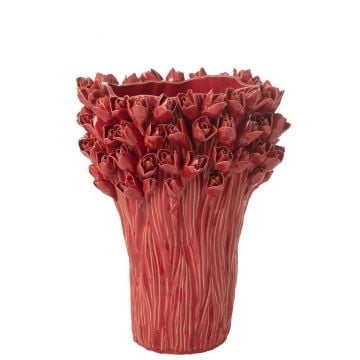 Vase ambrosia ceramique rouge large