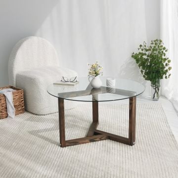Table basse Locelso | 100% Verre trempé | Noyer